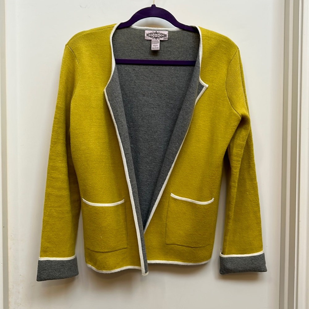 Oliver Chartreuse and Grey Sweater Women’s  Sz L Unique Casual Comfortable